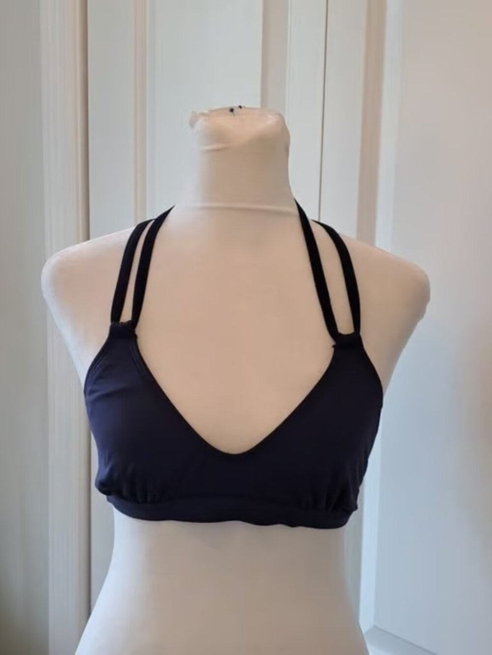 Athleta Womens Navy Triangle Bikini Top Back Hook/Adjustable Straps SMALL